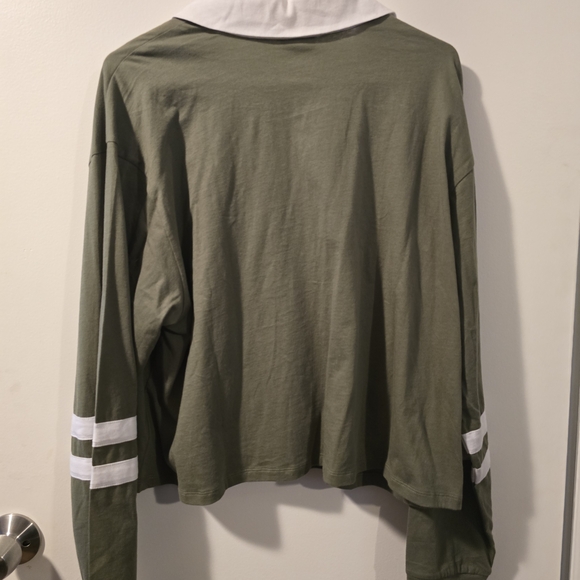 Torrid NWT Olive Green Collared Rugby Crop Long Sleeve Top - Picture 6 of 6